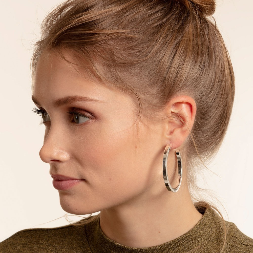 STERLING SILVER 50MM BIG CHUNKY HOOP EARRINGS