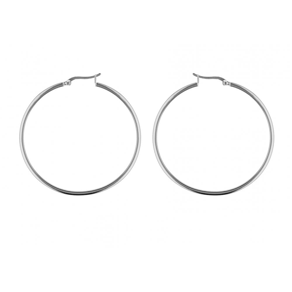 STERLING SILVER 50MM SQUARE-TUBE HOOP EARRINGS