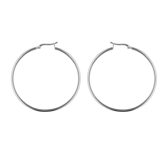 STERLING SILVER 50MM SQUARE-TUBE HOOP EARRINGS