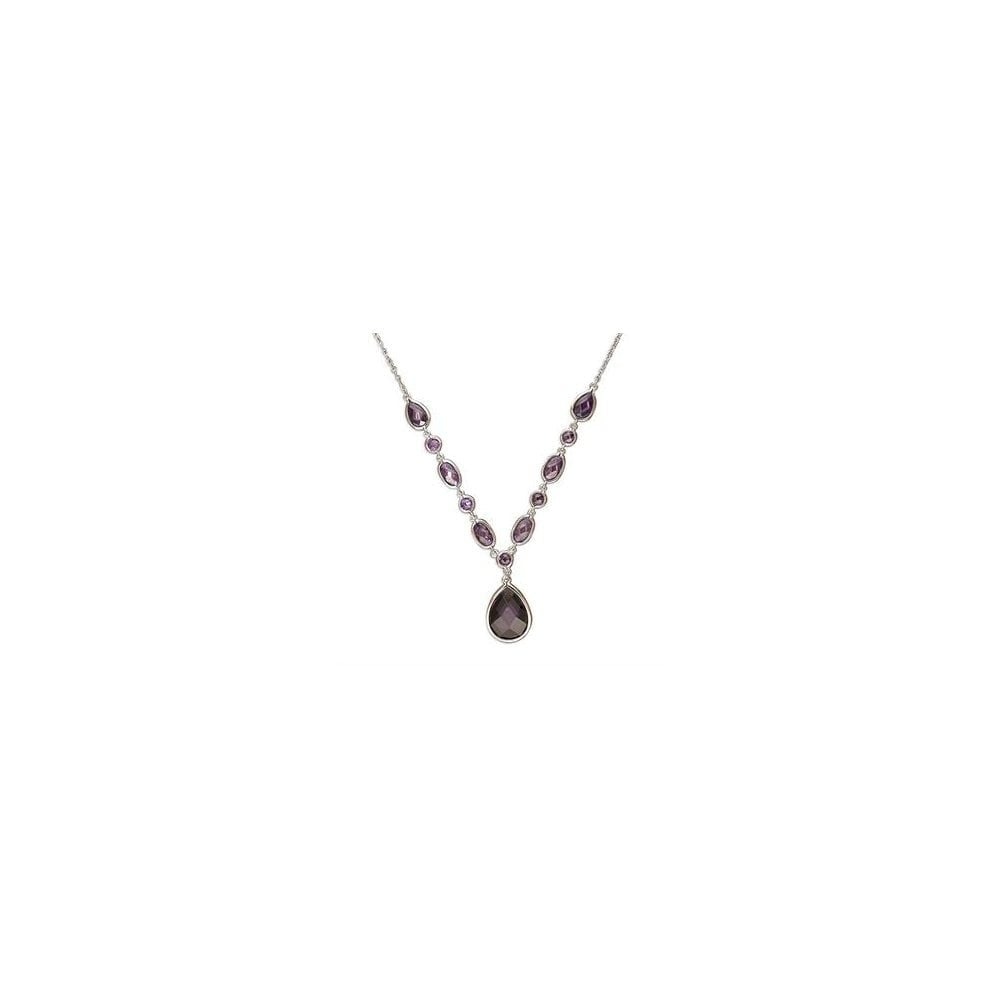 STERLING SILVER AMETHYST-COLOURED CUBIC ZIRCONIA NECKLACE