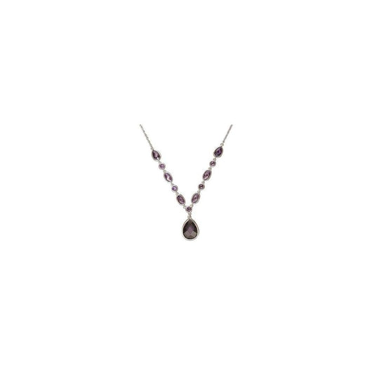STERLING SILVER AMETHYST-COLOURED CUBIC ZIRCONIA NECKLACE