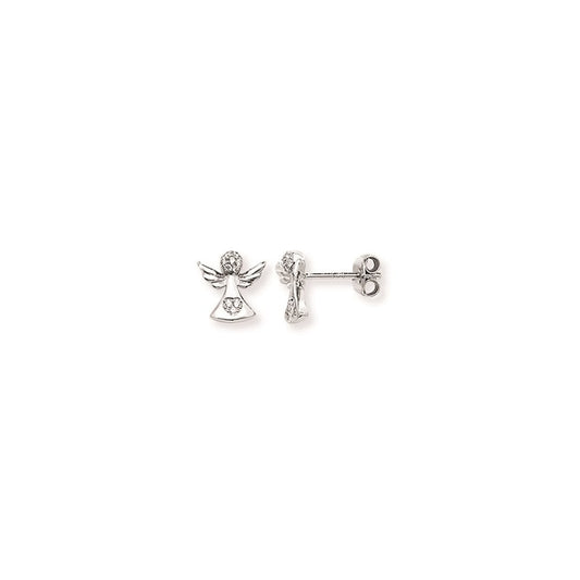 STERLING SILVER ANGEL STUD EARRINGS WITH CUBIC ZIRCONIA