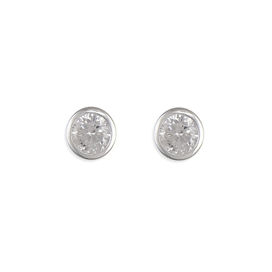 STERLING SILVER APRIL BIRTHSTONE STUD EARRINGS