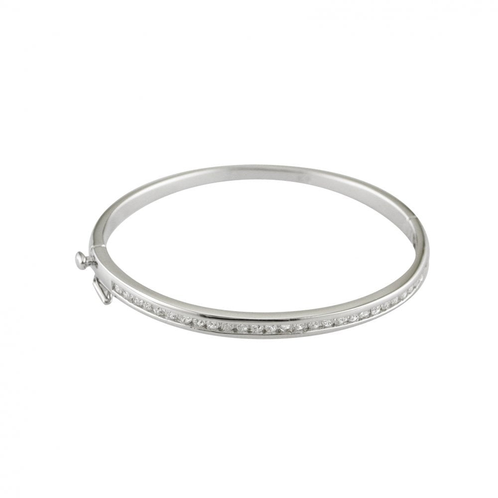 STERLING SILVER BABY BANGLE WITH CHANNEL SET CUBIC ZIRCONIA