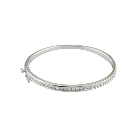 STERLING SILVER BABY BANGLE WITH CHANNEL SET CUBIC ZIRCONIA