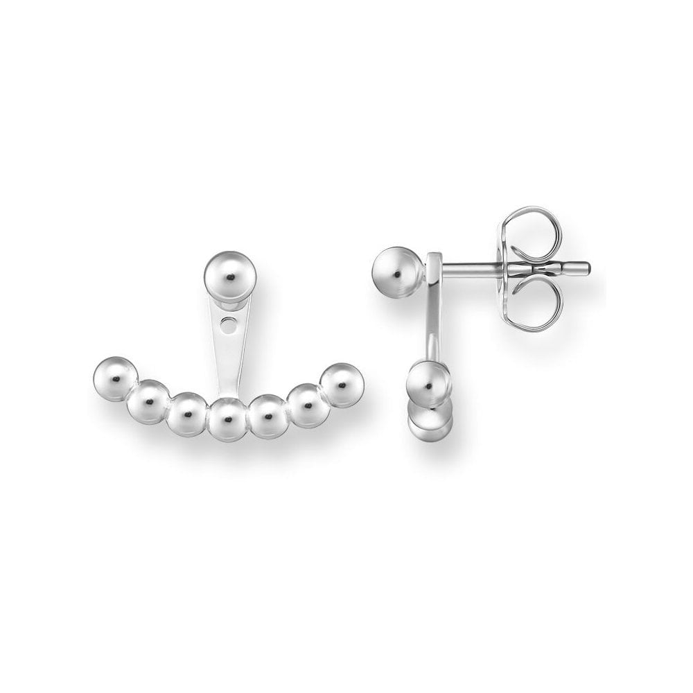 STERLING SILVER BALL STUDS WITH ATTACHABLE EAR JACKETS - DOTS DESIGN