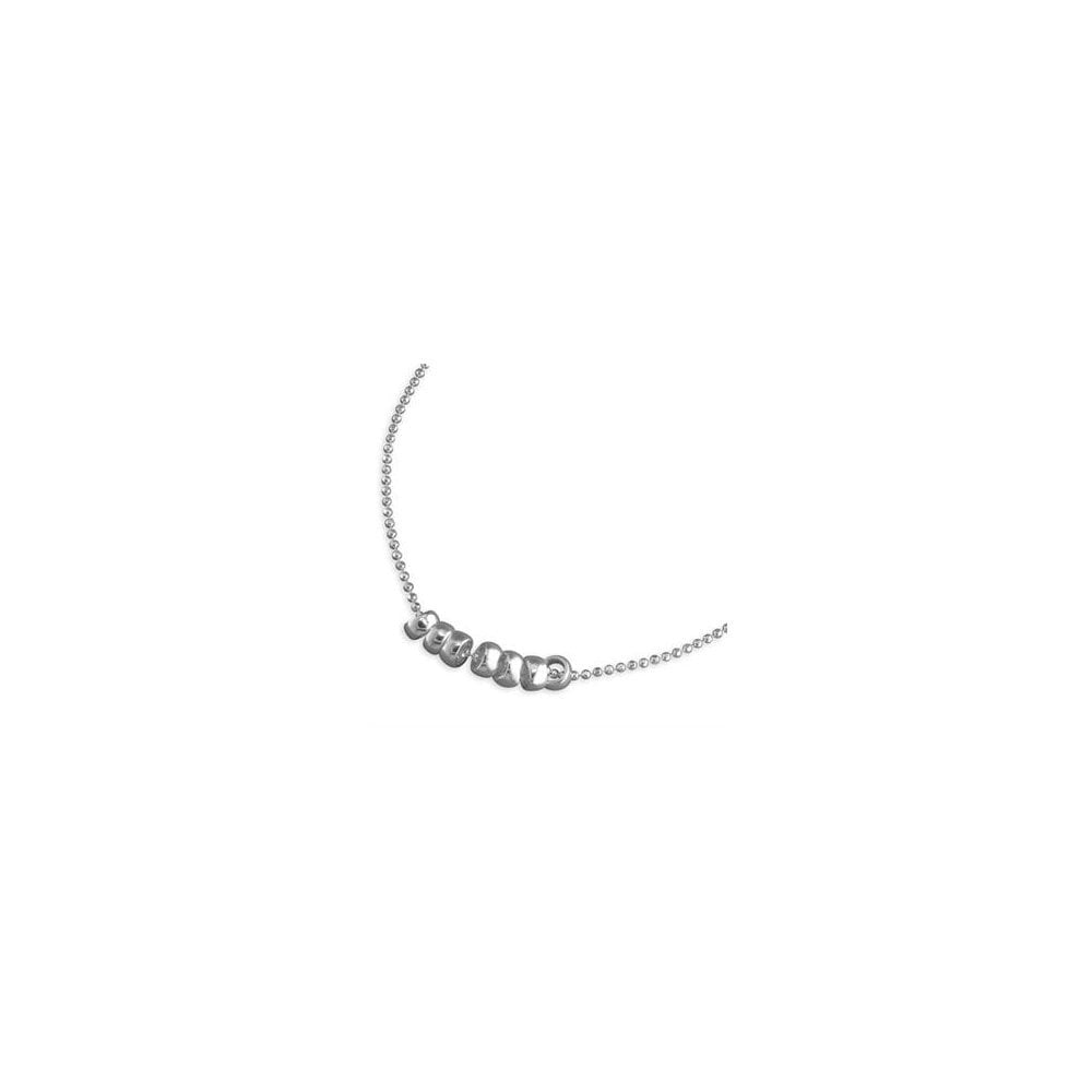 STERLING SILVER BEAD CHAIN NECKLACE WITH RINGS