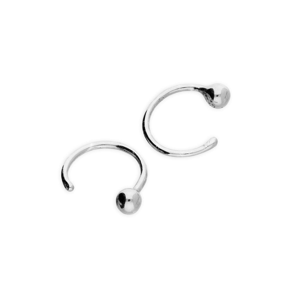 STERLING SILVER BEAD HOOP EARRINGS