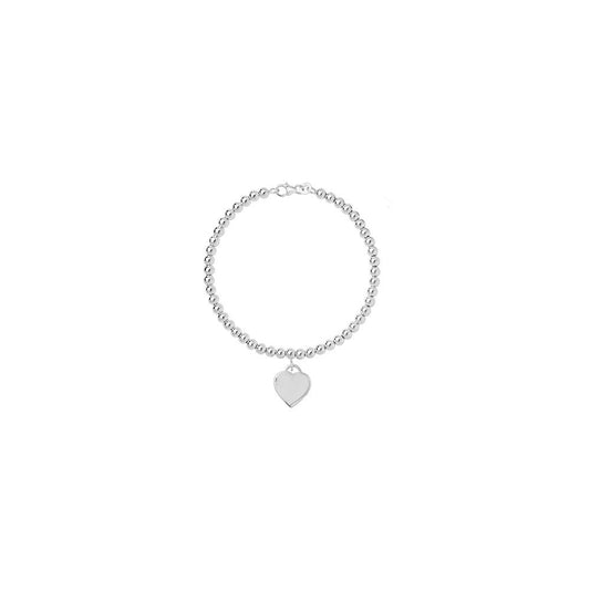 STERLING SILVER BEADED HEART BRACELET