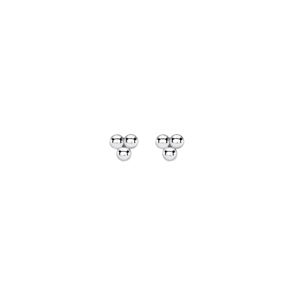 STERLING SILVER BEADED TRIANGLE SHAPED STUD EARRINGS