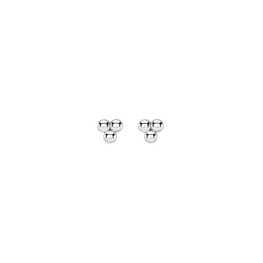 STERLING SILVER BEADED TRIANGLE SHAPED STUD EARRINGS