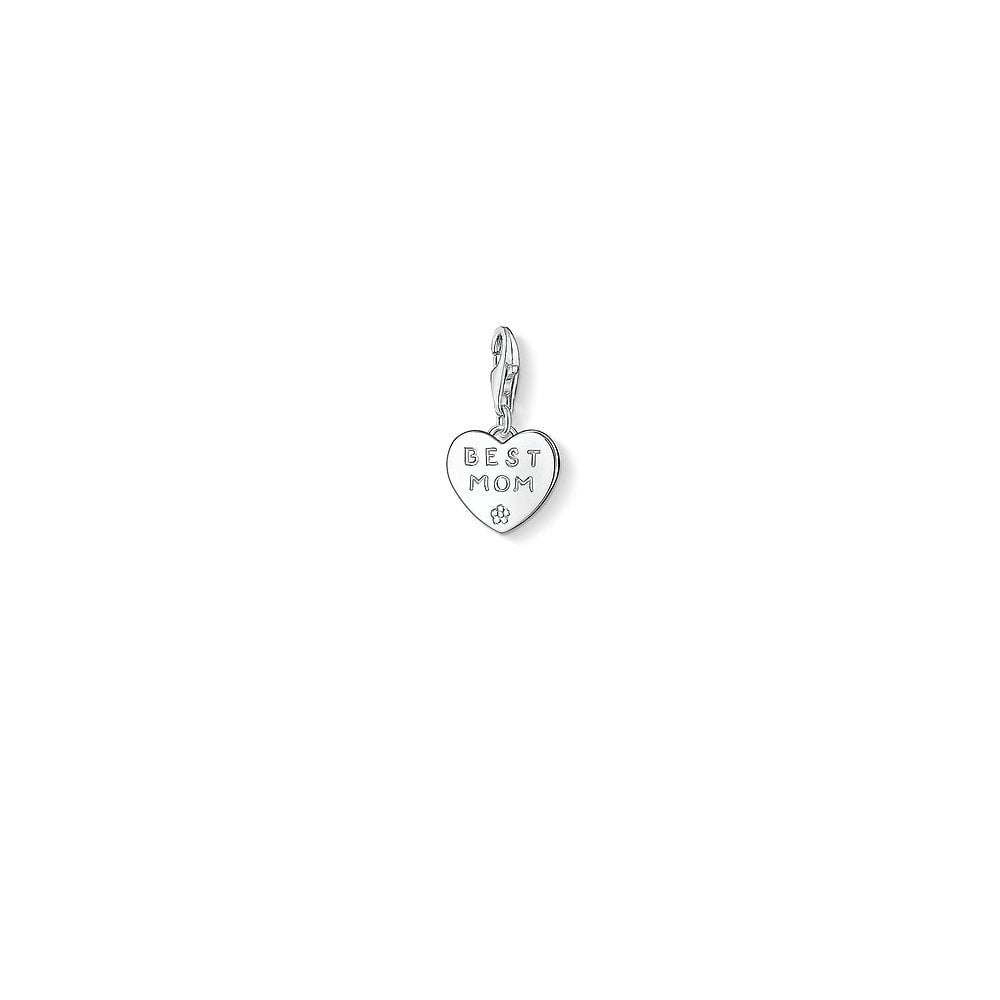 STERLING SILVER "BEST MOM" HEART CHARM PENDANT