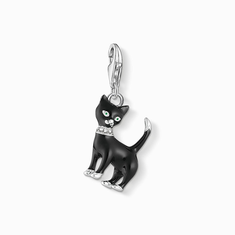 STERLING SILVER BLACK CAT CHARM PENDANT