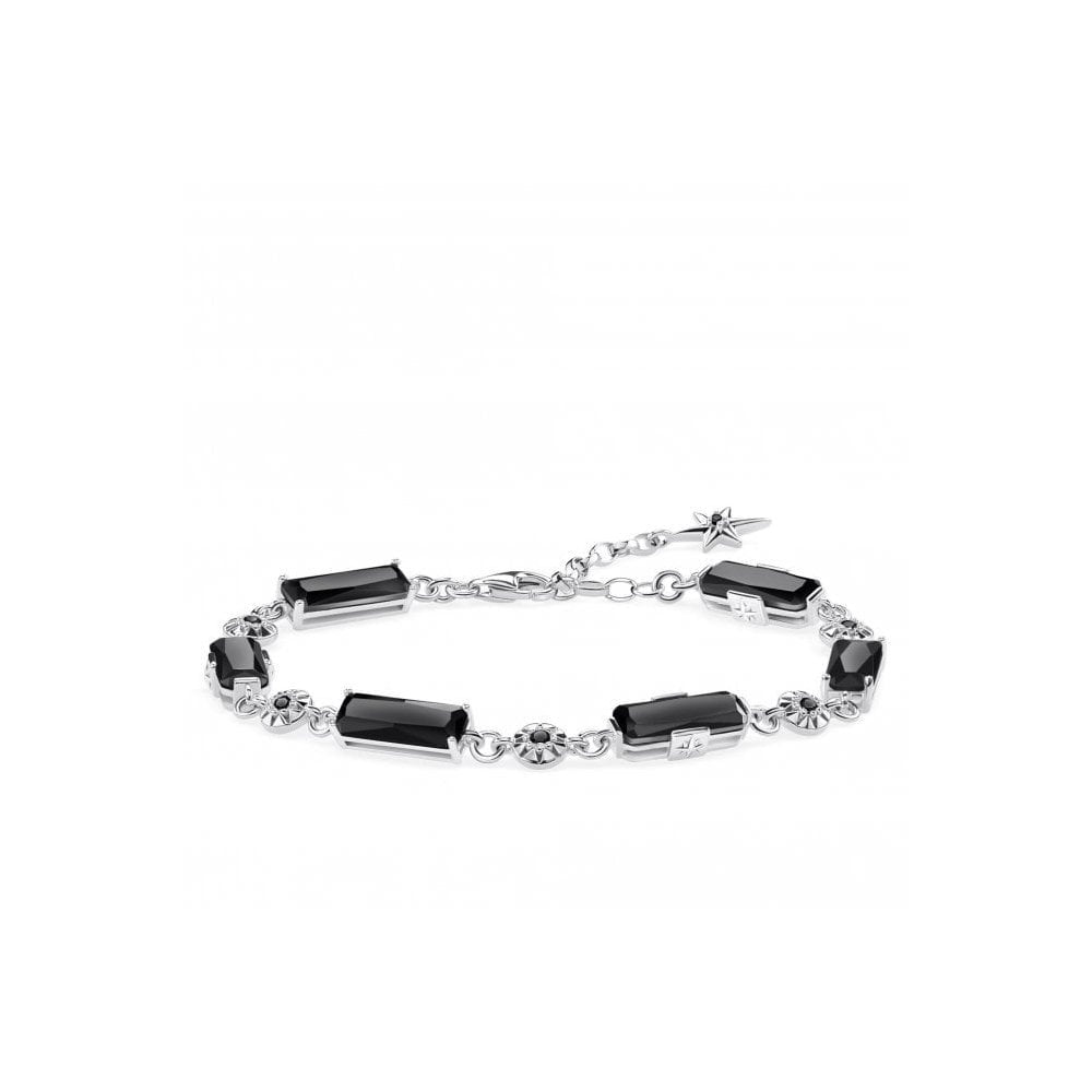 STERLING SILVER BLACK MAGIC STAR BRACELET WITH ONYX & BLACK ZIRCONIA STONES