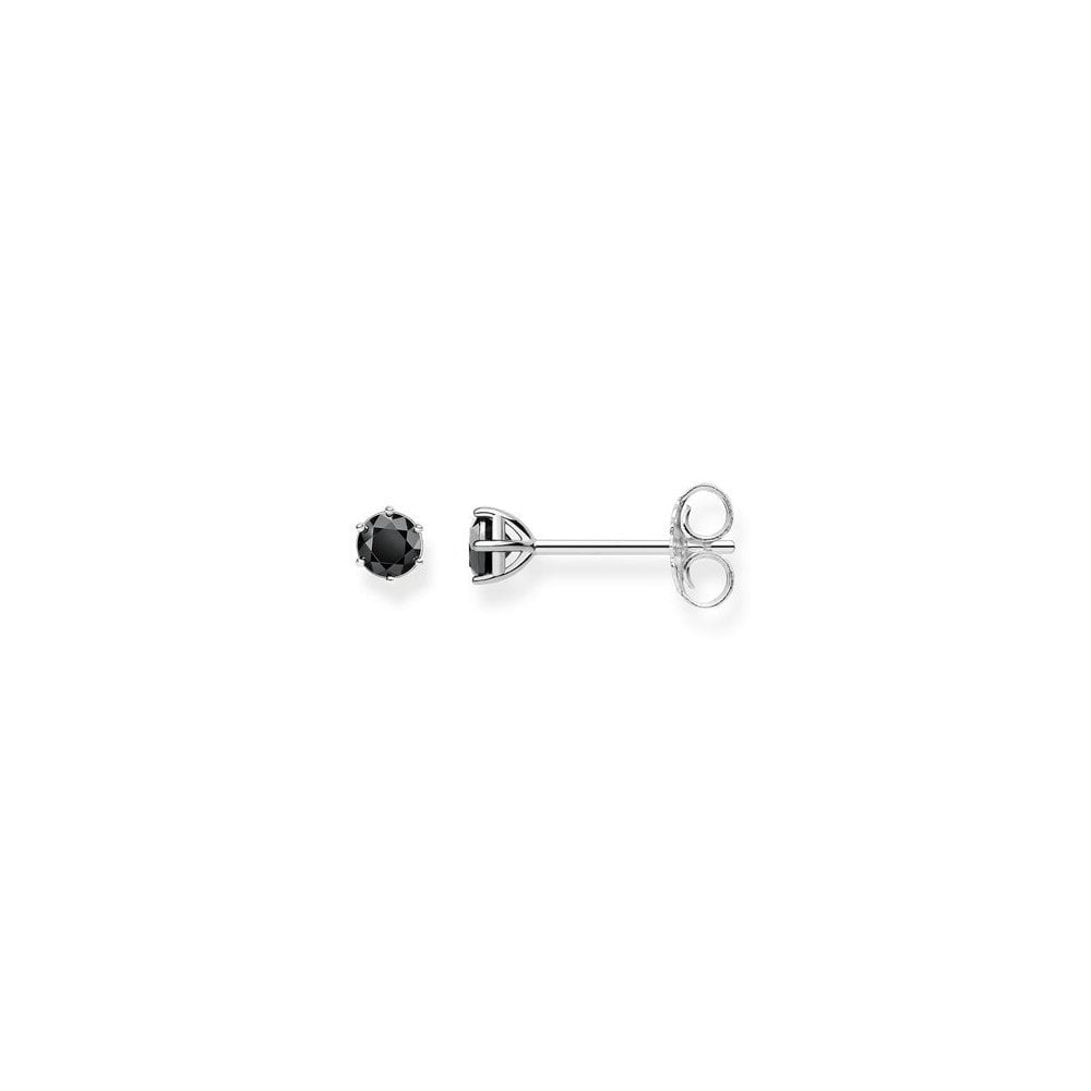 STERLING SILVER BLACK ZIRCONIA STUD EARRINGS