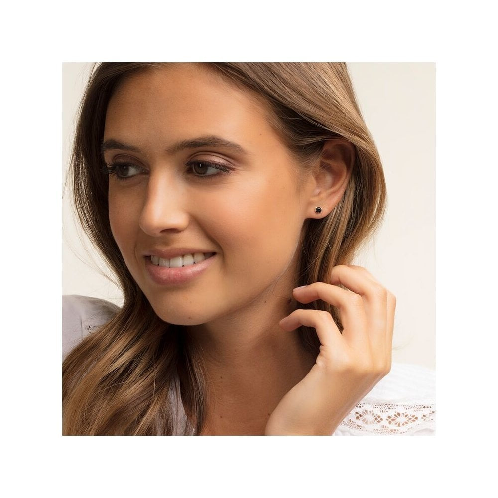 STERLING SILVER BLACK ZIRCONIA STUD EARRINGS
