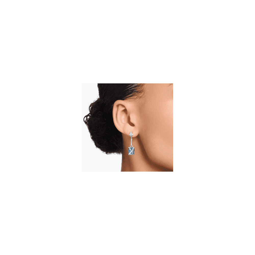STERLING SILVER BLUE STONE DROP EARRINGS