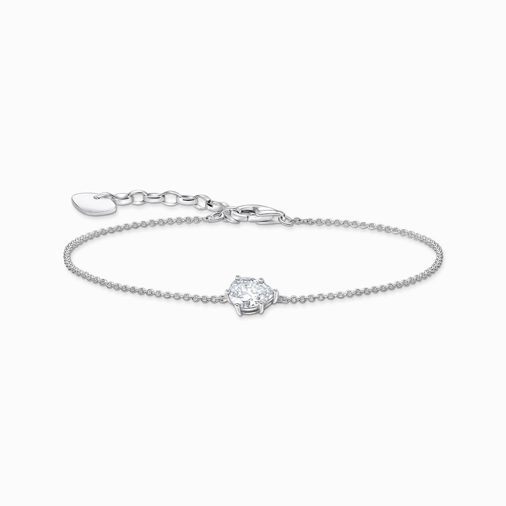 STERLING SILVER BRACELET WITH WHITE DROP-SHAPED ZIRCONIA