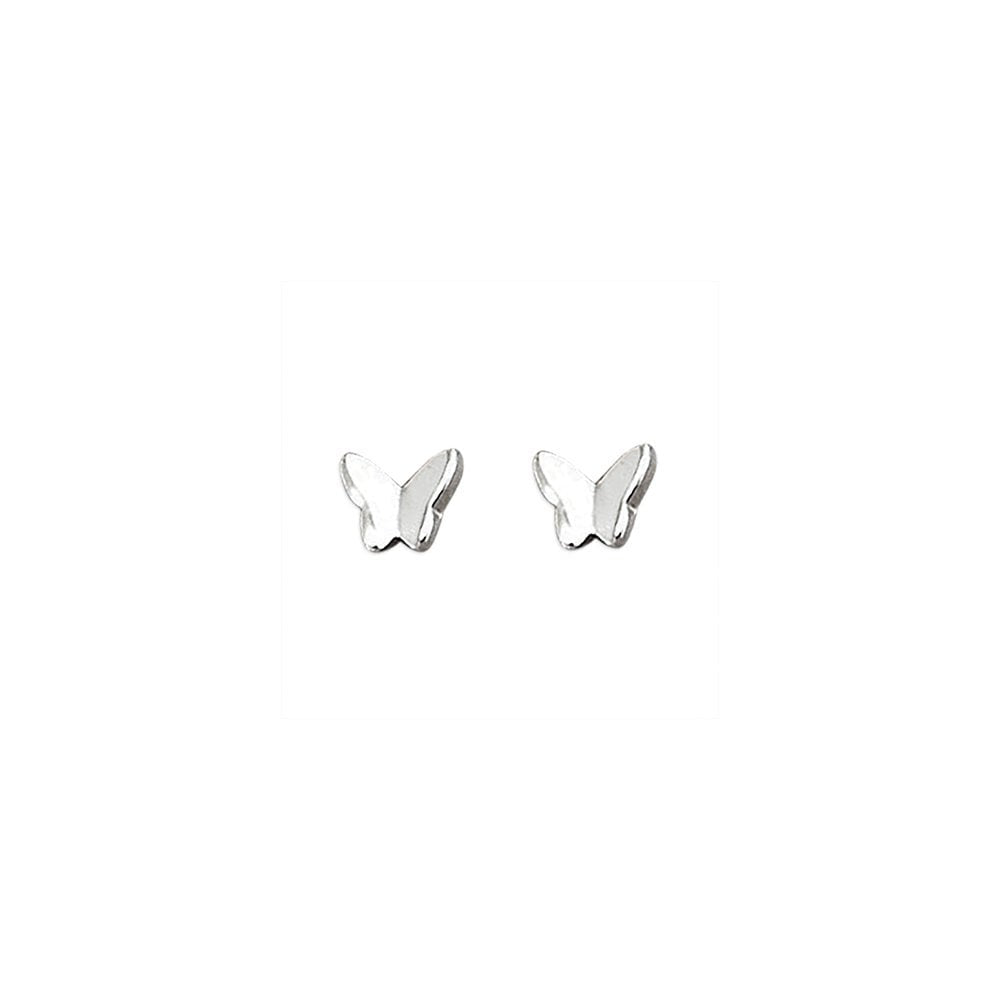 STERLING SILVER BUTTERFLY STUD EARRINGS WITH PLAIN SHINY FINISH