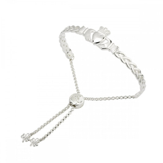STERLING SILVER CELTIC CLADDAGH DRAW STRING BANGLE