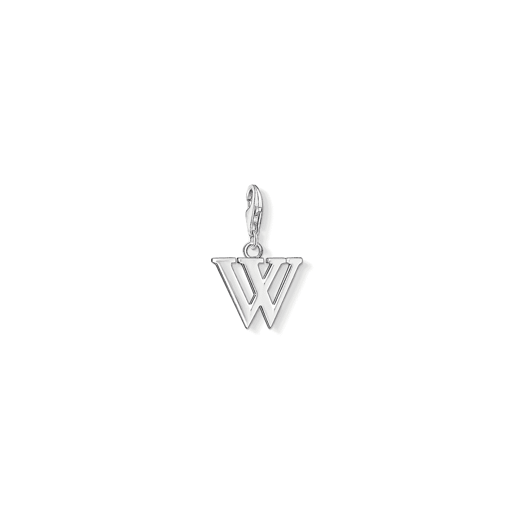 STERLING SILVER CHARM PENDANT LETTER W