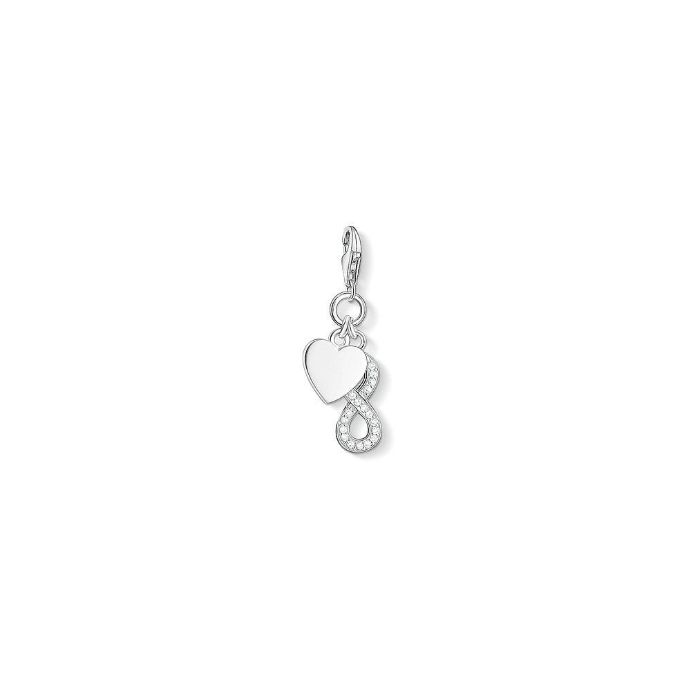 STERLING SILVER CHARM PENDANT, PLAIN HEART CHARM & INFINITY CHARM WITH CUBIC ZIRCONIA
