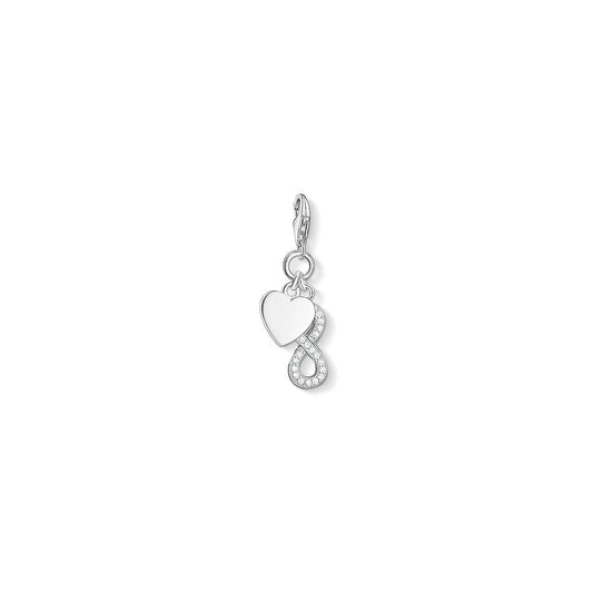 STERLING SILVER CHARM PENDANT, PLAIN HEART CHARM & INFINITY CHARM WITH CUBIC ZIRCONIA