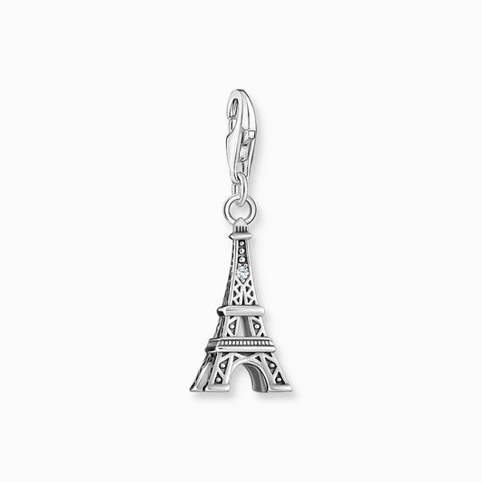 STERLING SILVER CHARM WITH EIFFEL TOWER AND WHITE ZIRCONIA