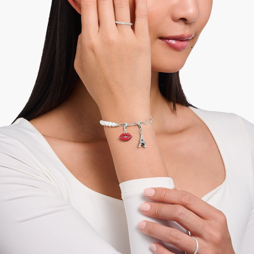  STERLING SILVER CHARM WITH EIFFEL TOWER AND WHITE ZIRCONIA