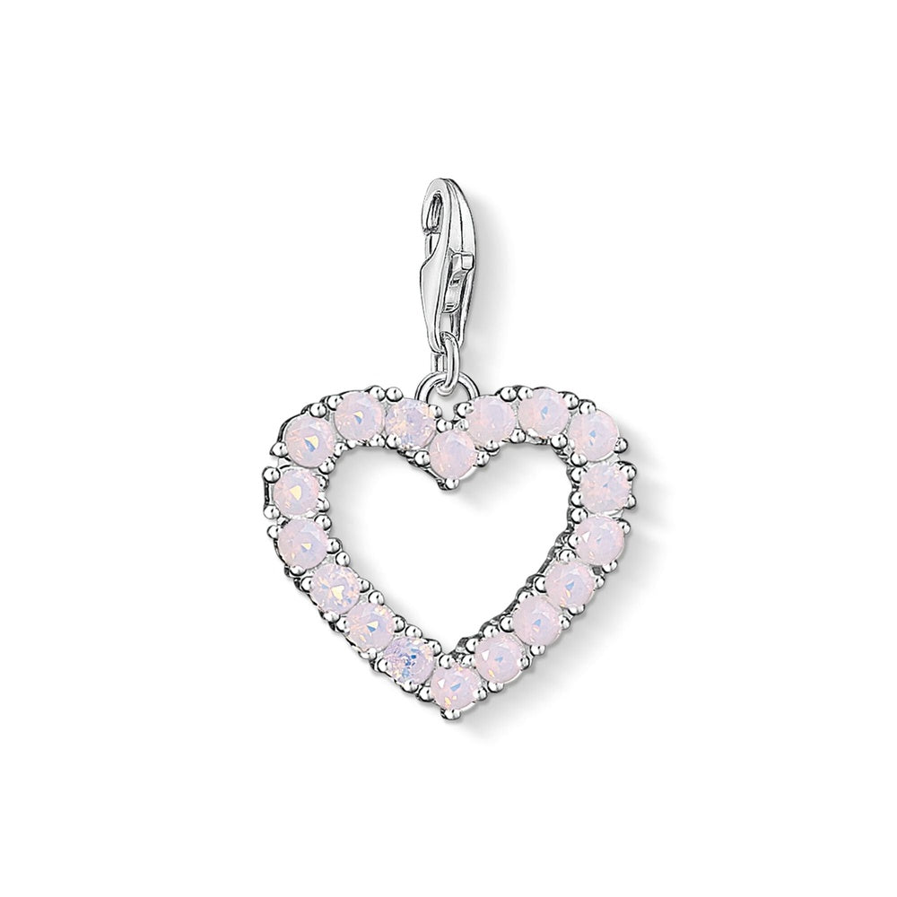 STERLING SILVER CHARM WITH PALE PINK PEARLY STONES