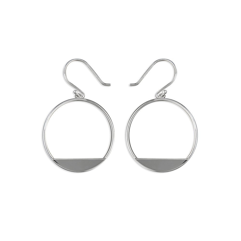 STERLING SILVER CIRCLE DROP EARRINGS