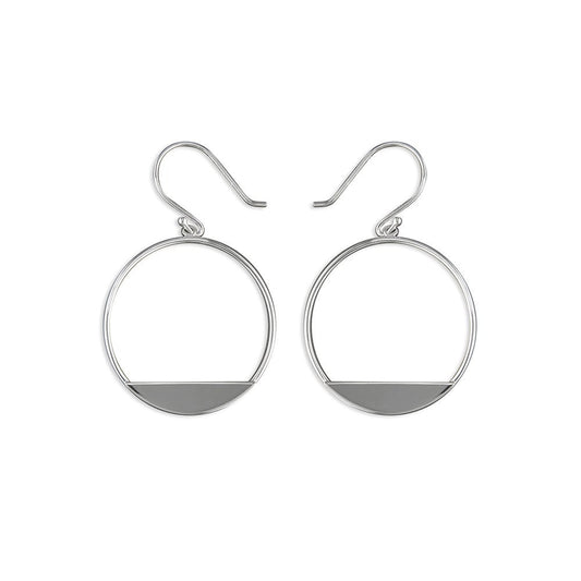 STERLING SILVER CIRCLE DROP EARRINGS