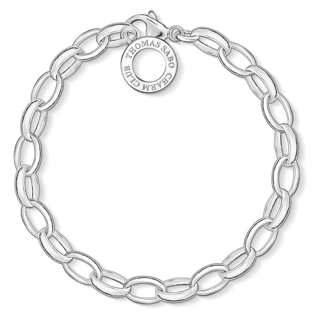 STERLING SILVER CLASSIC HEAVY LINK CHARM BRACELET