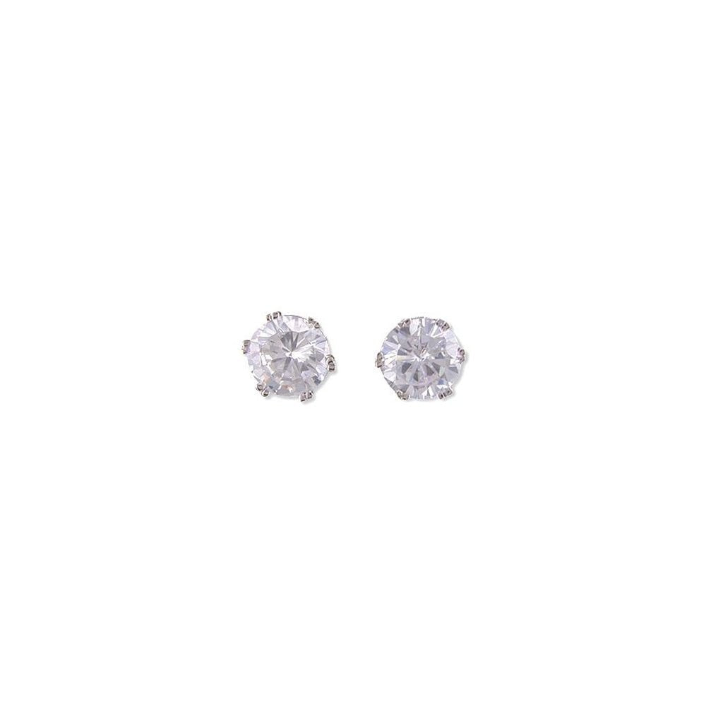 STERLING SILVER CLAW SET CUBIC ZIRCONIA STUD EARRINGS