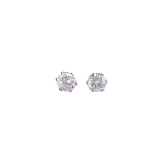 STERLING SILVER CLAW SET CUBIC ZIRCONIA STUD EARRINGS