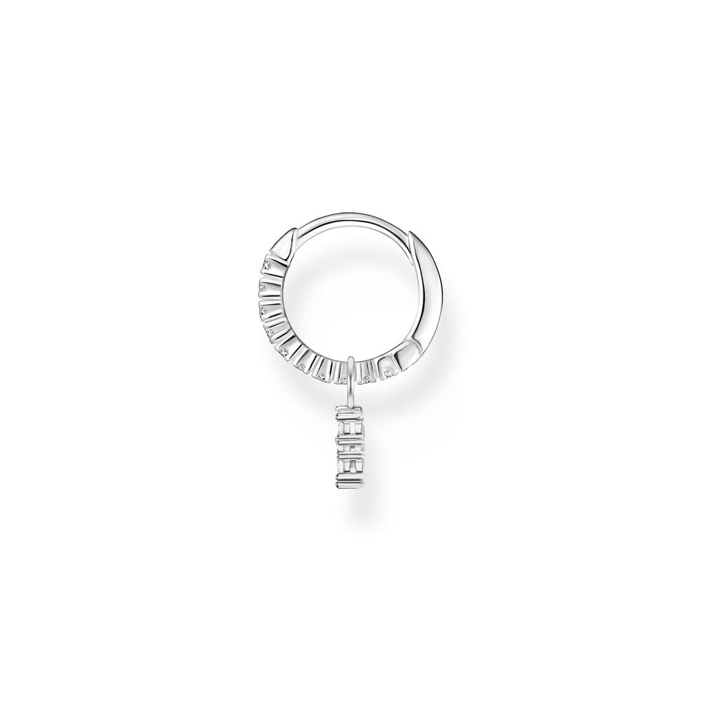 STERLING SILVER CLAW SET ZIRCONIA HOOP EARRINGS WITH CZ STAR PENDANT