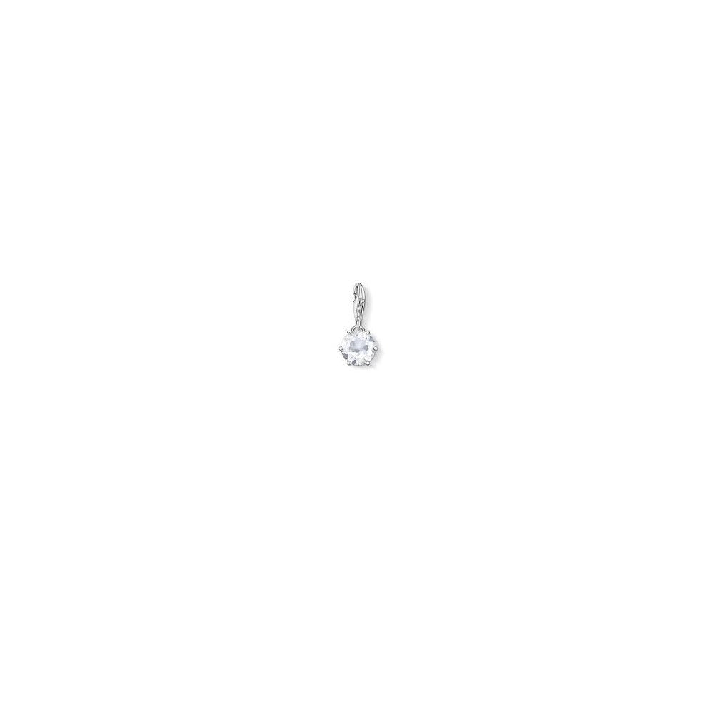 STERLING SILVER CLEAR ROCK CRYTAL CHARM PENDANT