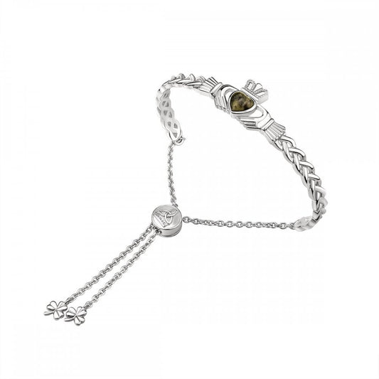 STERLING SILVER CONNEMARA MARBLE  CLADDAGH BRACELET