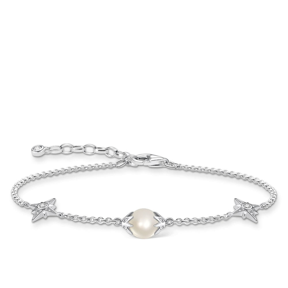 STERLING SILVER COSMIC PEARL & STARS BRACELET