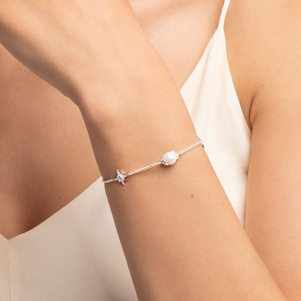 STERLING SILVER COSMIC PEARL & STARS BRACELET