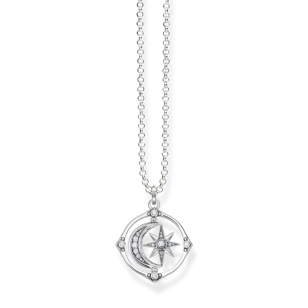 STERLING SILVER COSMIC STAR & MOON PENDANT WITH ZIRCONIA