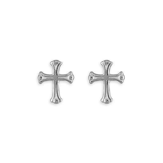 STERLING SILVER CROSS STUD EARRINGS