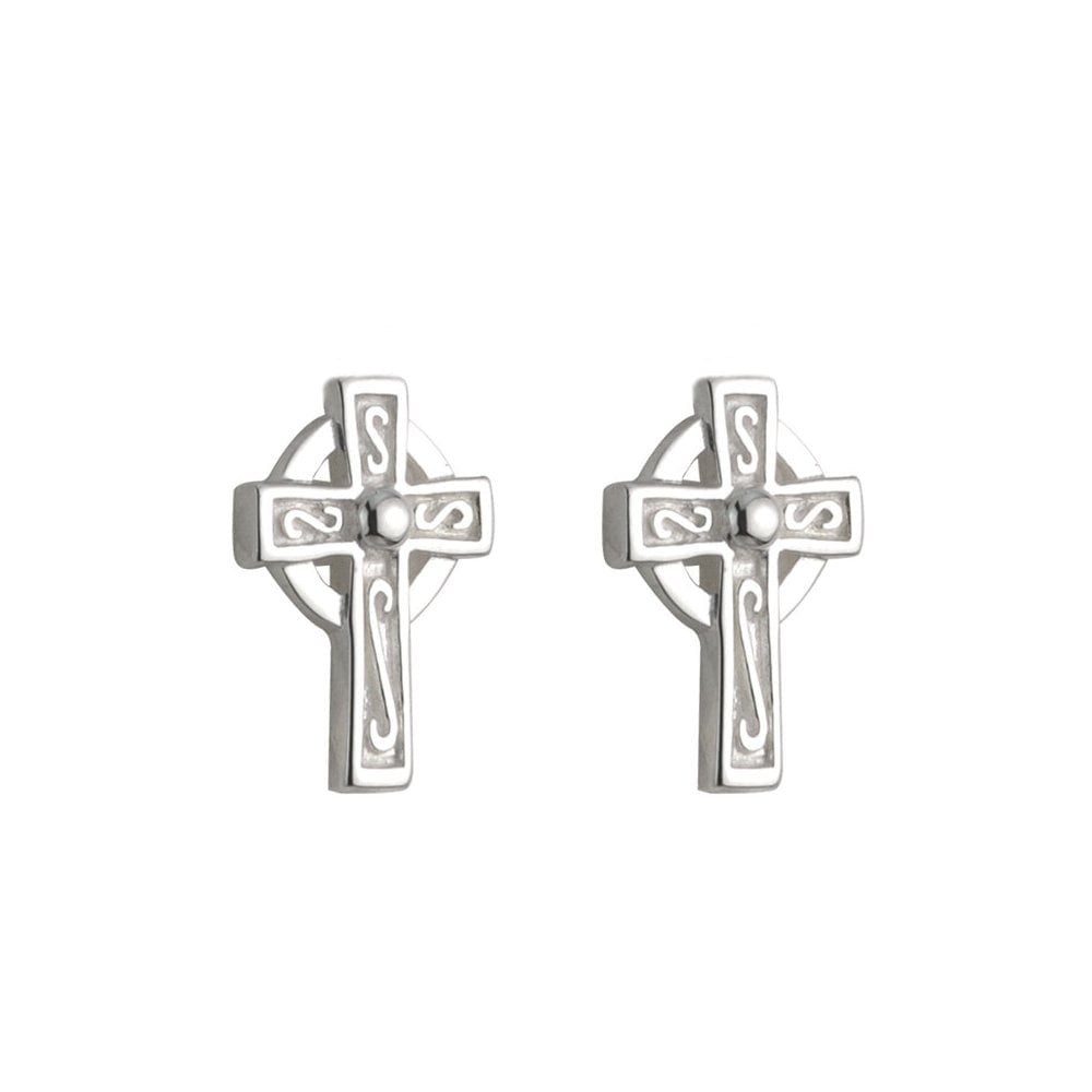 STERLING SILVER CROSS STUD EARRINGS