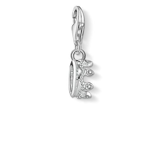 STERLING SILVER CROWN CHARM PENDANT WITH CUBIC ZIRCONIA