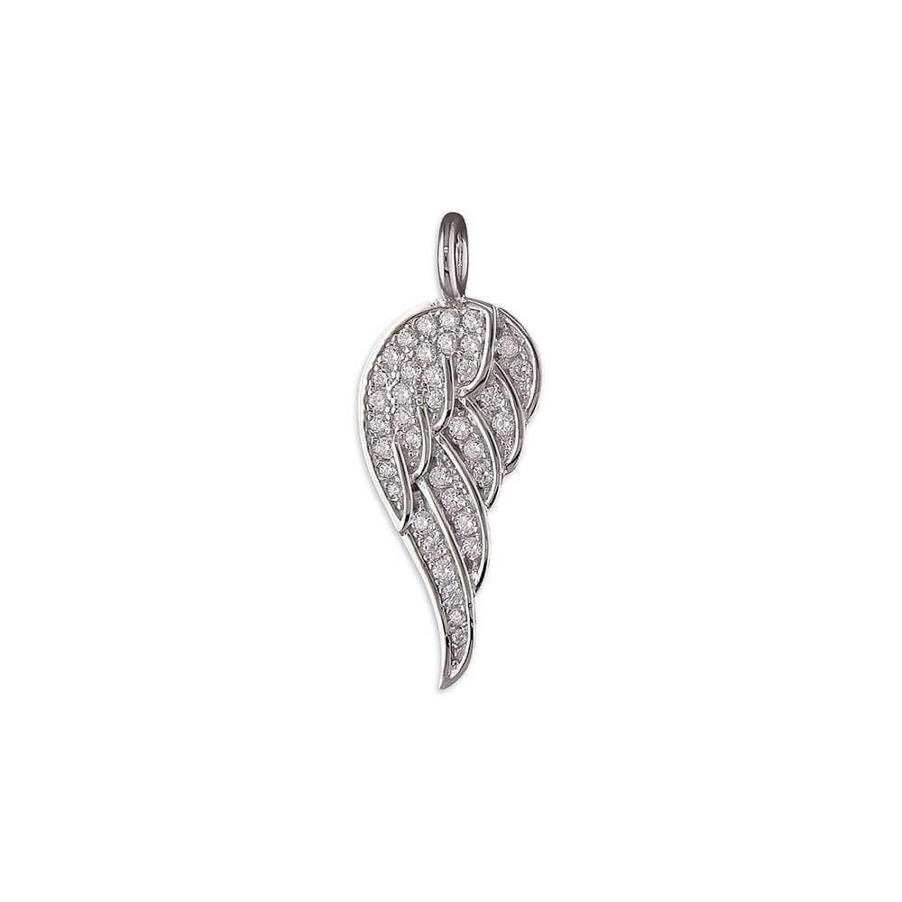 STERLING SILVER CUBIC ZIRCONIA ANGEL WING PENDANT