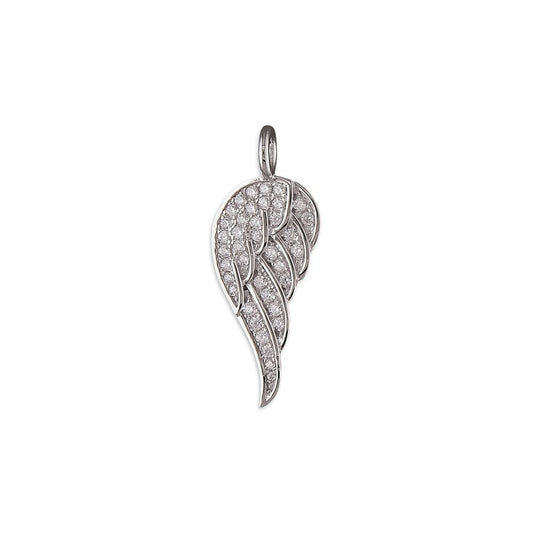 STERLING SILVER CUBIC ZIRCONIA ANGEL WING PENDANT