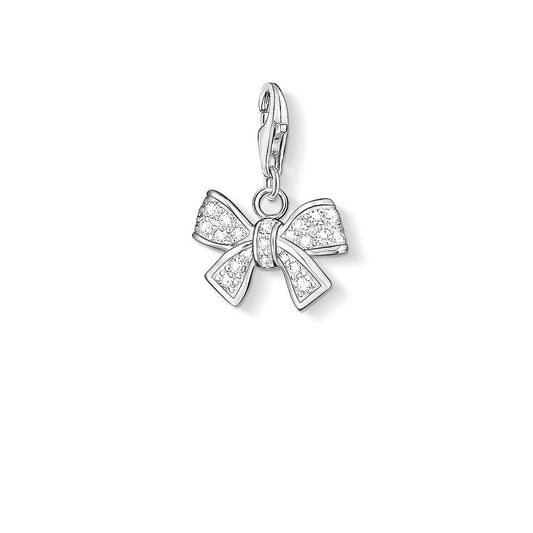 STERLING SILVER CUBIC ZIRCONIA BOW CHARM PENDANT
