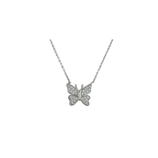 STERLING SILVER CUBIC ZIRCONIA BUTTERFLY NECKLACE