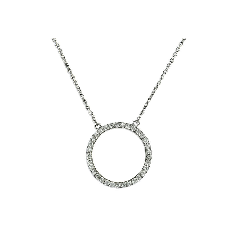 STERLING SILVER CUBIC ZIRCONIA CIRCLE NECKLACE