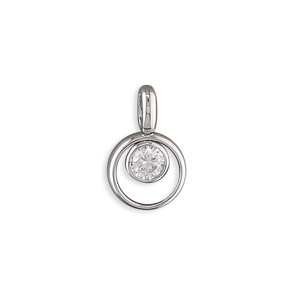 STERLING SILVER CUBIC ZIRCONIA CIRCLE PENDANT